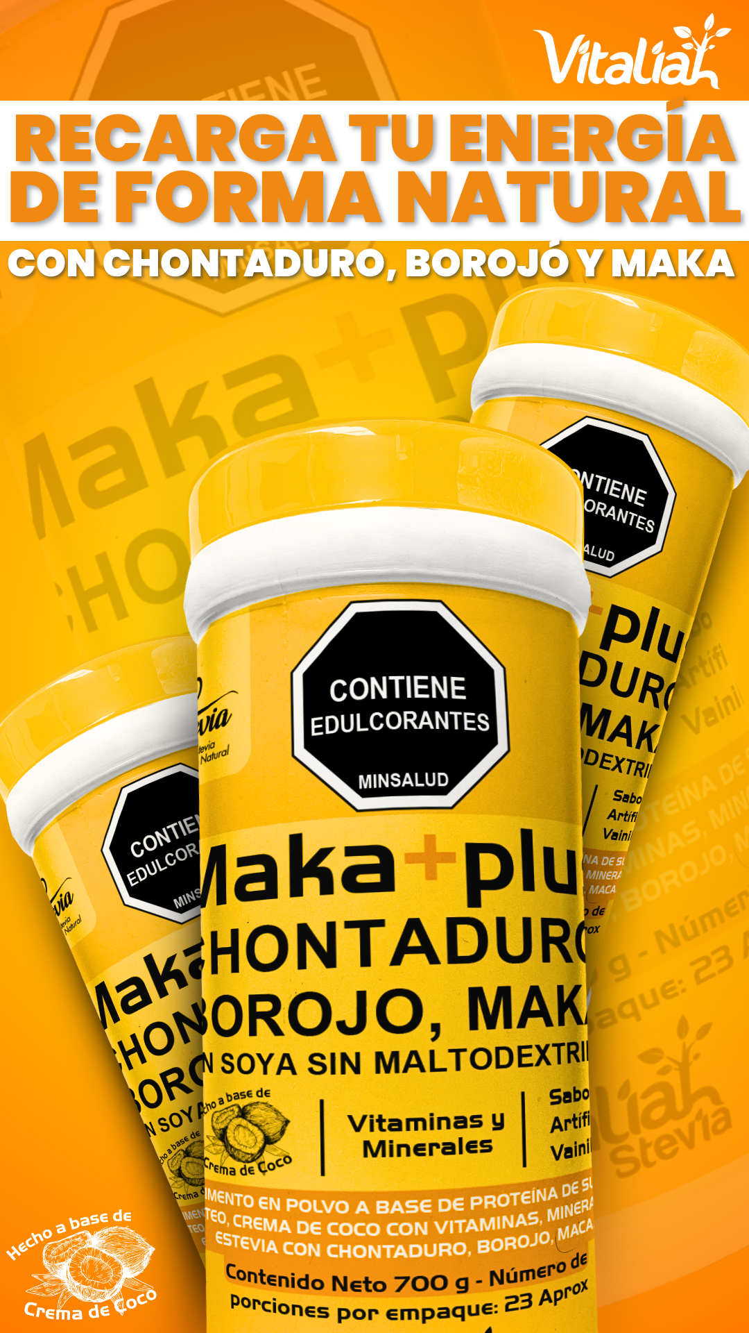 Maka+Plus: Batido con Maca + Chontaduro + Borojó - Combo X3