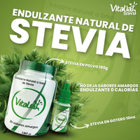Stevia en 180g polvo + 10mL gotero