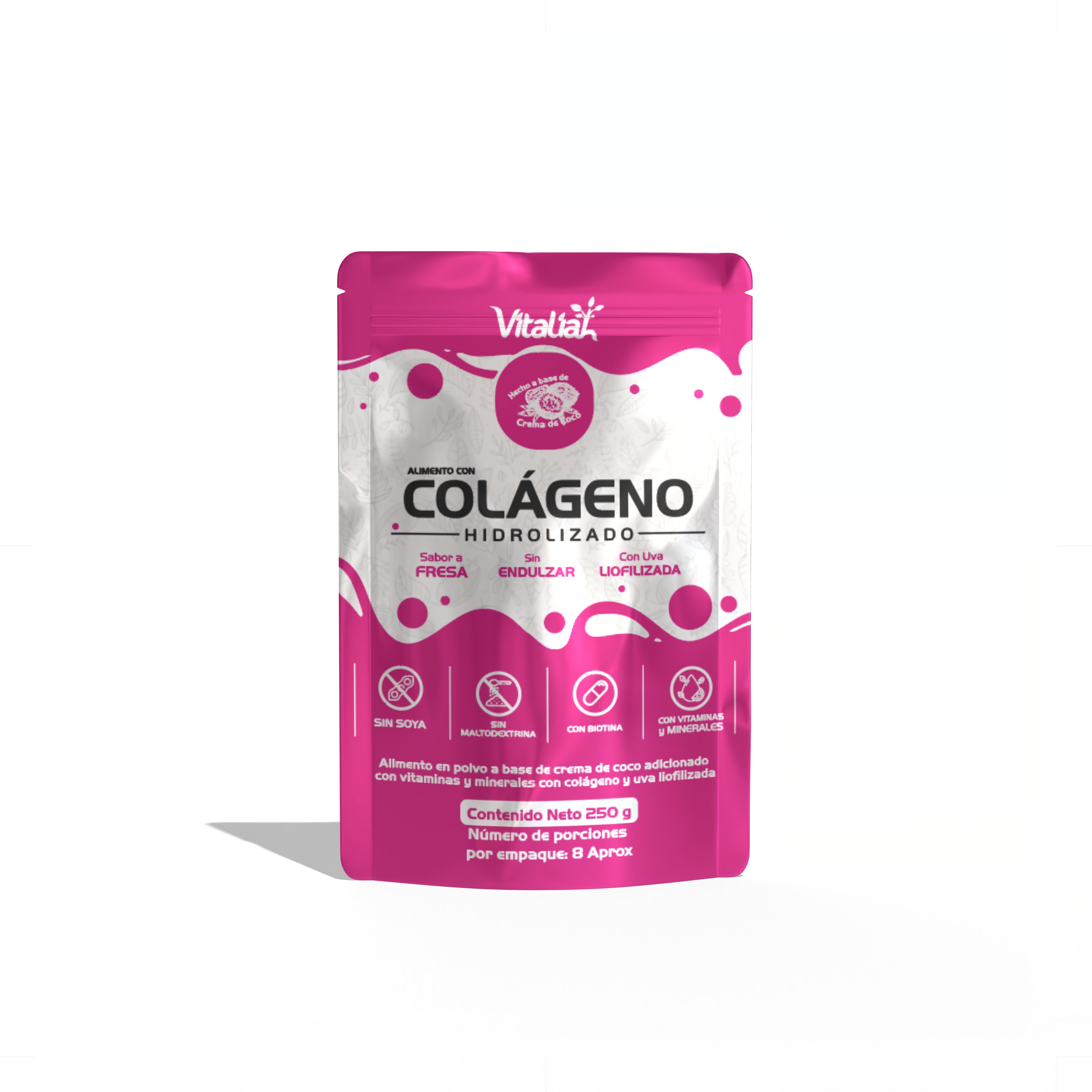 DOYPACK COLÁGENO HIDROLIZADO SABOR FRESA CON UVA LIOFILIZADA X 250G
