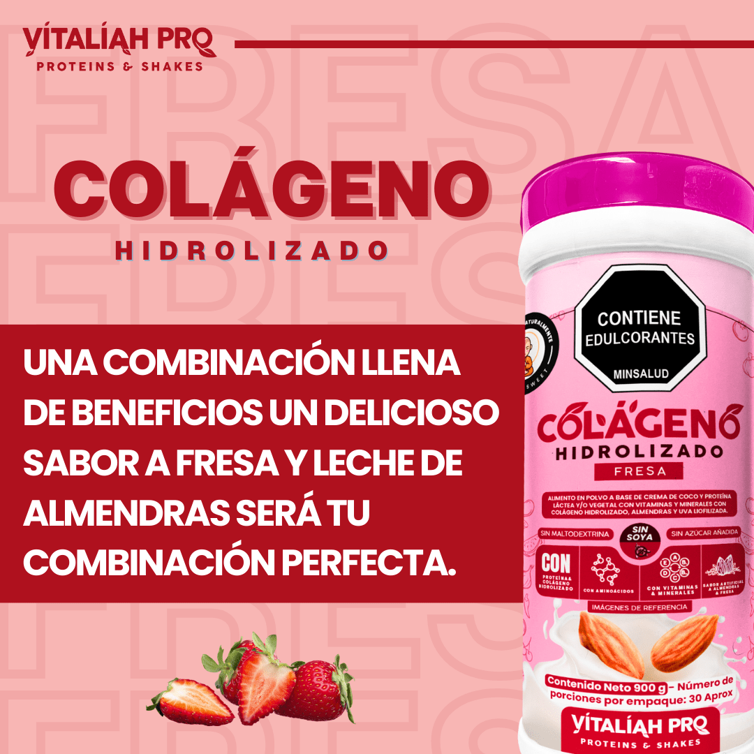 Vitaliah Pro - Colágeno de fresa con leche de Almendras 900 G